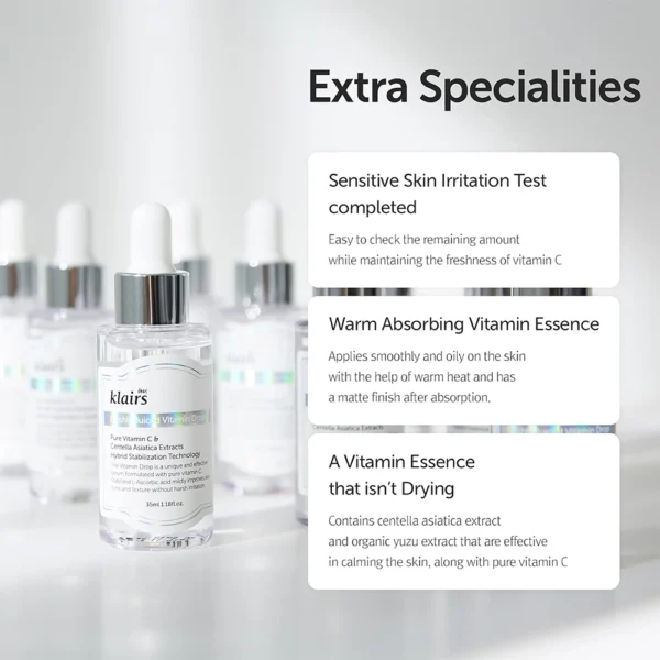 DearKlairs Freshly Juiced Vitamin Drop, 5% Hypoallergenic Pure Vitamin C serum - 1.18oz - Image 3