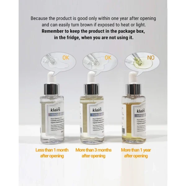DearKlairs Freshly Juiced Vitamin Drop, 5% Hypoallergenic Pure Vitamin C serum - 1.18oz - Image 7