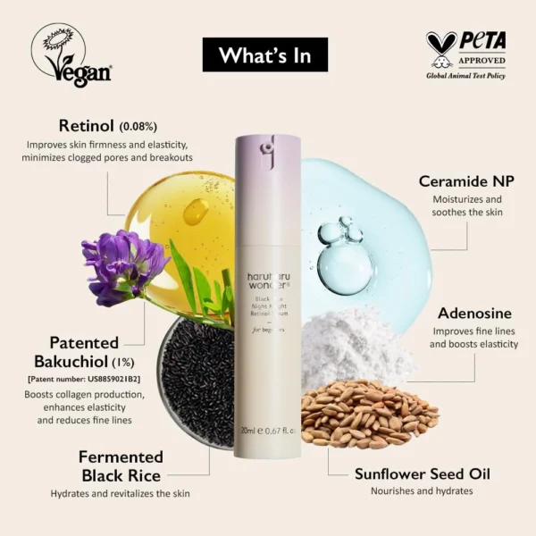HARUHARU Wonder Black Rice Night Knight Retinol Serum, 0.67fl oz / 20ml - Image 3