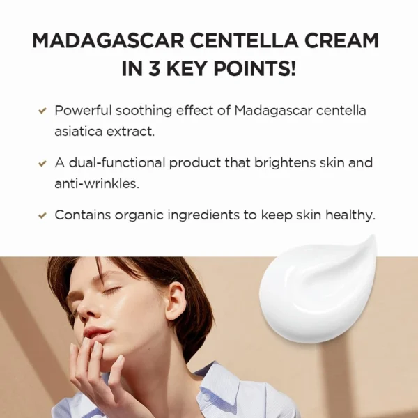 Madagascar Centella Cream – Hydrating & Skin Trouble Care with Niacinamide & Adenosine 2.53 fl.oz - Image 4