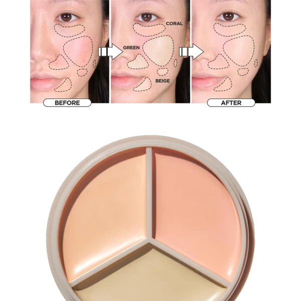THE SAEM Cover Perfection Triple Pot Concealer 03 Correct Up Beige – 3 Color Full Coverage Concealer - Image 3