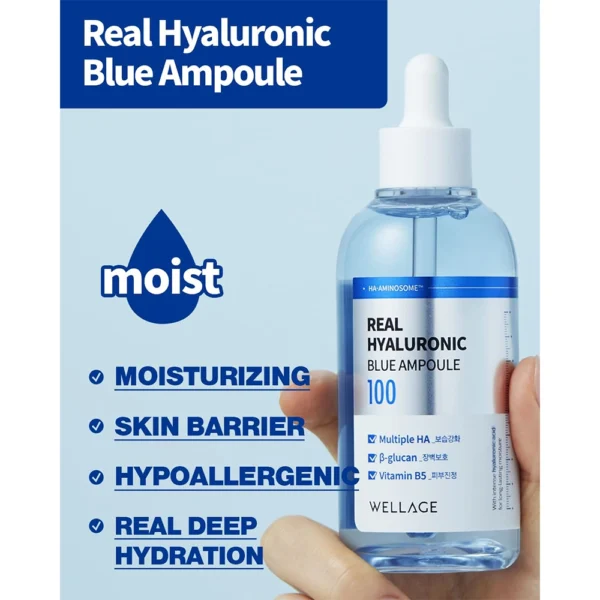 WELLAGE Real Hyaluronic Blue Ampoule 100 - 2.54 fl.oz - Image 3