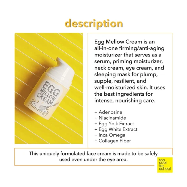 Egg Mellow Cream, Egg Extracts, Collagen Fibers, Inca Omega, All day hydration - Image 4
