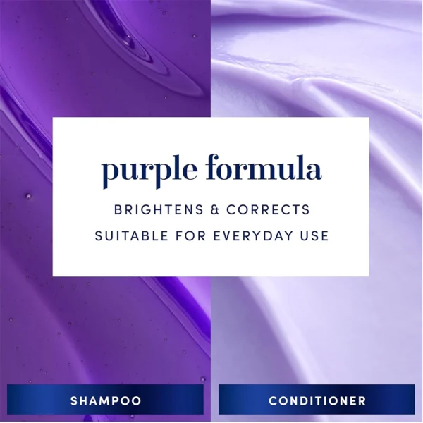 Hair Biology Biotin-Infused Purple Shampoo and Conditioner Set for Grey Hair, Silver & Glowing, Corrects Yellow Tones, 2 Pack, 25.5fl. oz Total - Image 2