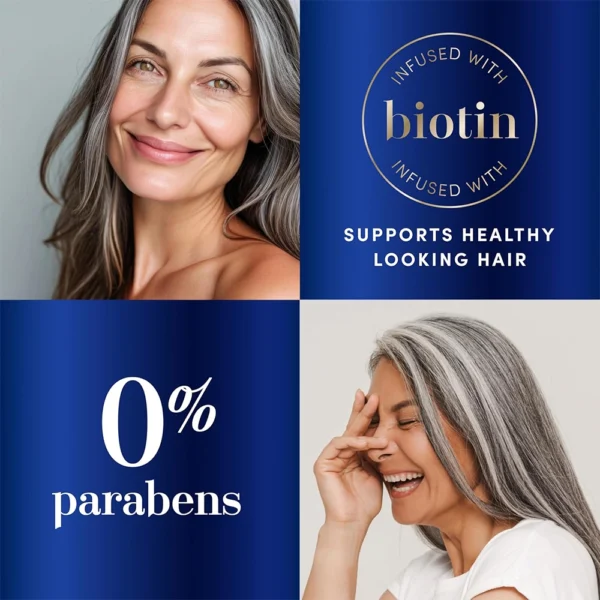 Hair Biology Biotin-Infused Purple Shampoo and Conditioner Set for Grey Hair, Silver & Glowing, Corrects Yellow Tones, 2 Pack, 25.5fl. oz Total - Image 5