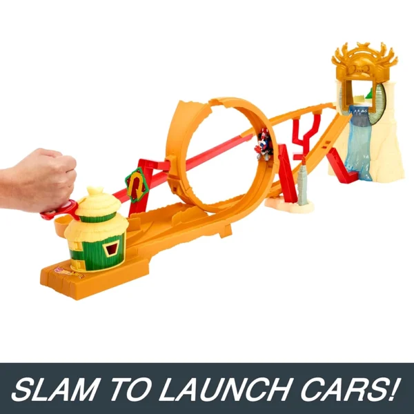 Hot Wheels Mario Kart Track Set and Toy Car, Super Mario Bros Jungle Kingdom Raceway - Image 4