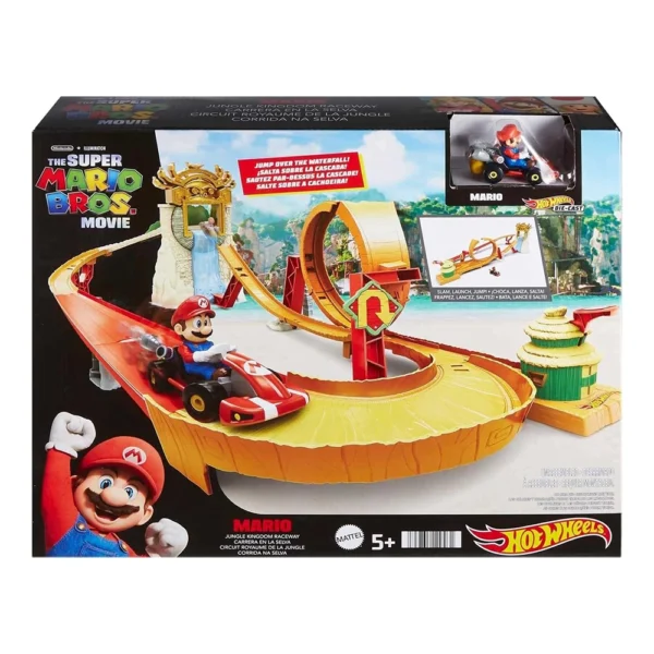 Hot Wheels Mario Kart Track Set and Toy Car, Super Mario Bros Jungle Kingdom Raceway - Image 6