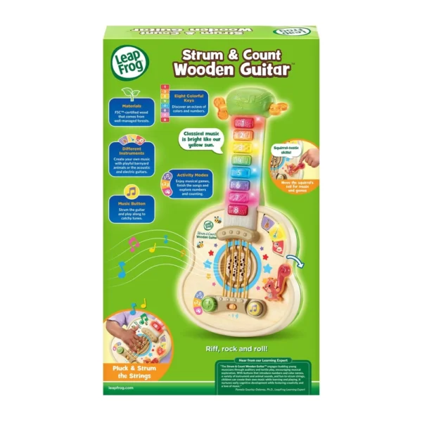 LeapFrog Strum and Count Wooden Guitar, Musical Toddler Toy - For 18+months Kids - Image 8