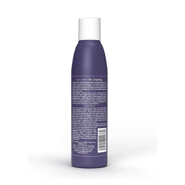 Matizador Pure Silver Whitening Shampoo For Gray Hair Loquay, 200ml /  8.45 fl oz - Image 2