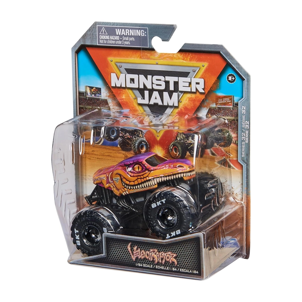 Monster Jam 2023 Spin Master 1:64 Diecast Truck Series 32 Arena Favorites Velociraptor - For 3+ Years Kids