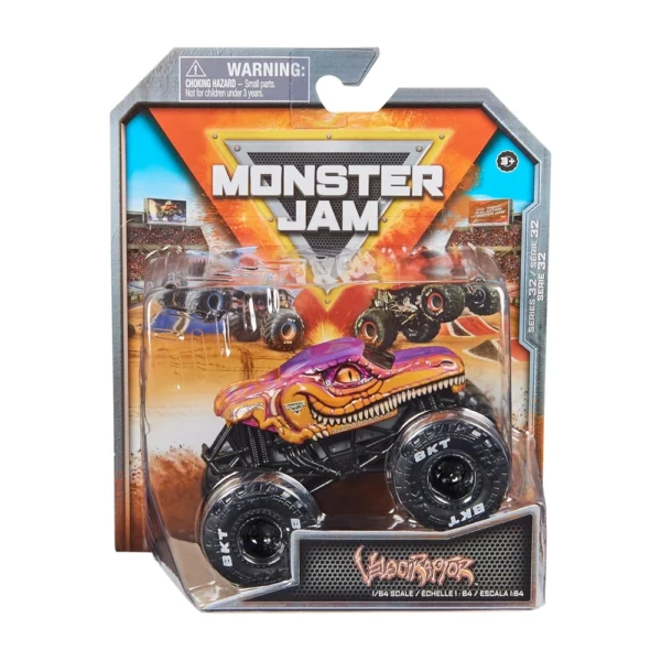 Monster Jam 2023 Spin Master 1:64 Diecast Truck Series 32 Arena Favorites Velociraptor - For 3+ Years Kids - Image 2