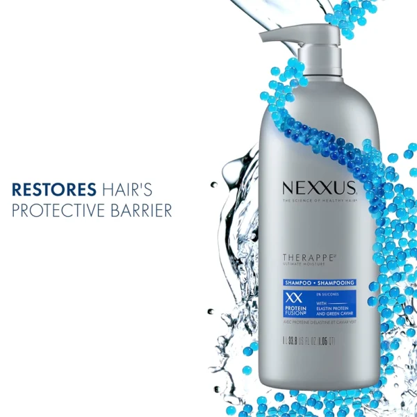 Nexxus Therappe Moisturizing Shampoo for Dry Hair – Silicone-Free, ProteinFusion with Elastin Protein & Green Caviar (33.8fl. oz) - Image 3