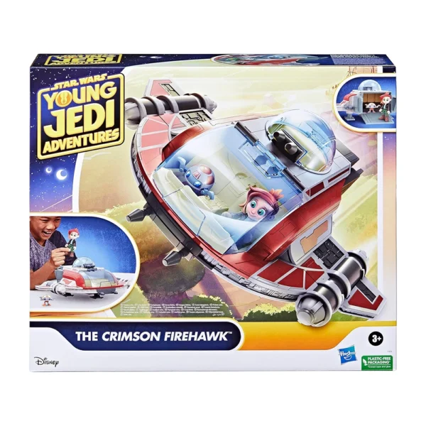 Young Jedi Adventures The Crimson Firehawk, 17-Inch Ship with 2 Action Figures, Toys for 3 Years Old - Image 3
