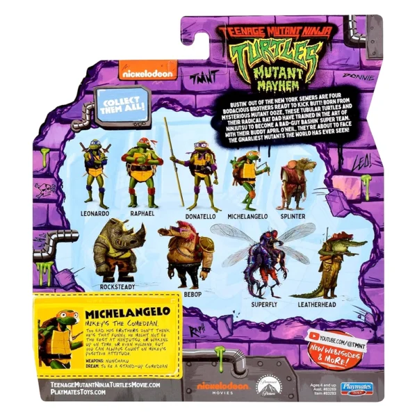 Teenage Mutant Ninja Turtles - Mutant Mayhem 4.25” Michelangelo Basic Action Figure - Image 6