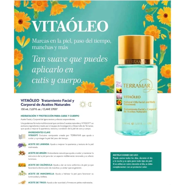 Terramar Vitaoleo Facial and Body Treatment of Natural Oil, 5.07fl.oz - Image 4