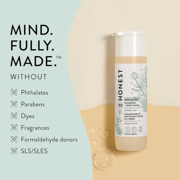 The Honest Company 2-in-1 Cleansing Shampoo + Body Wash for Sensitive Skin – Fragrance Free, 10.0 fl. oz - Image 5