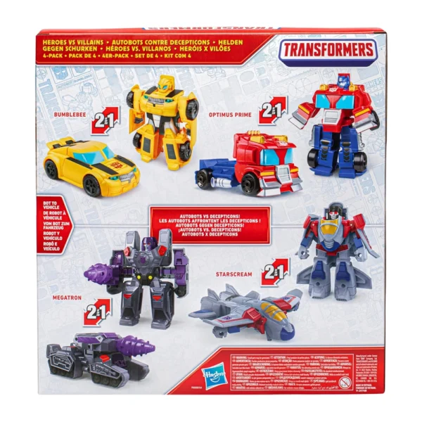 Transformers Toys Heroes vs Villains 4-Pack, Autobot and Decepticon 4.5-Inch Action Figures, for Ages 3 and Up Kids - Image 4