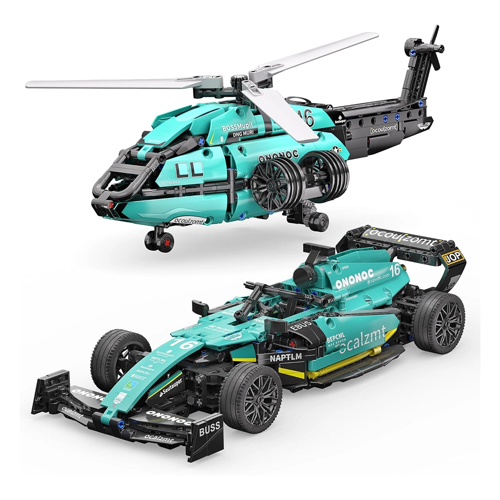 2 in 1 Formula 1 Racing Car Or Helicopter Building Sets