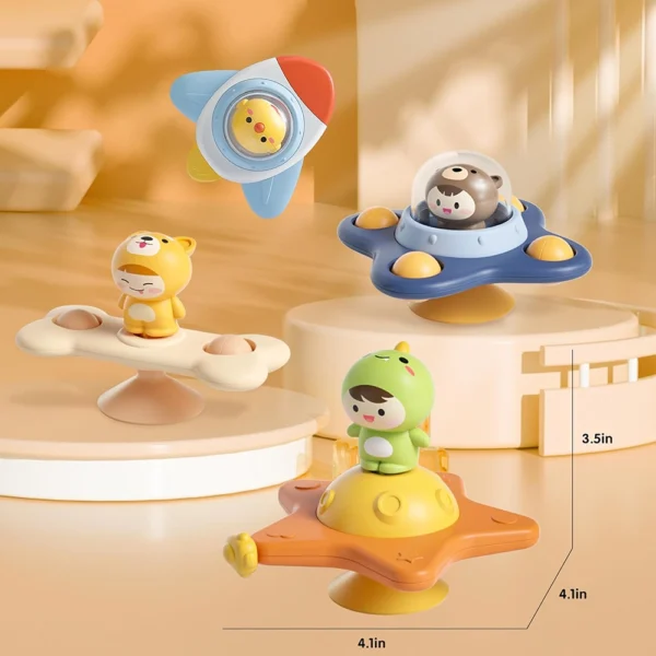 6PCS Suction Cup Spinner Toys, Baby Bath Toys and Baby Roly-Poly Toy For 18 to 36 Months - Image 2