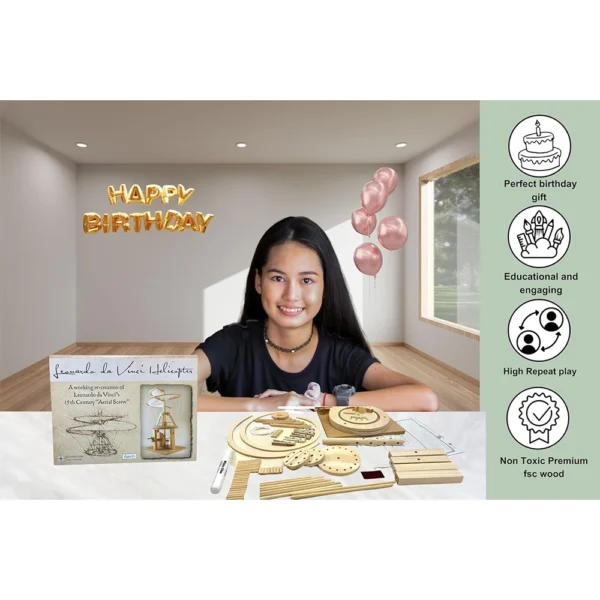 Pathfinders STEM Kit – Leonardo da Vinci Helicopter Model Kit - Science Kits for Kids Age 12-14 - Image 6
