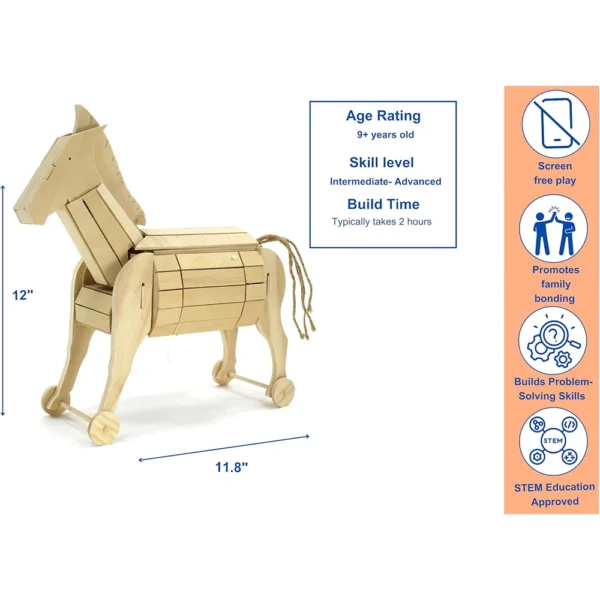 Pathfinders STEM Kit – Trojan Horse Model - DIY Wooden Craft Kit for Kids 10-14 - Girls Arts & Crafts STEM Gift - Image 3
