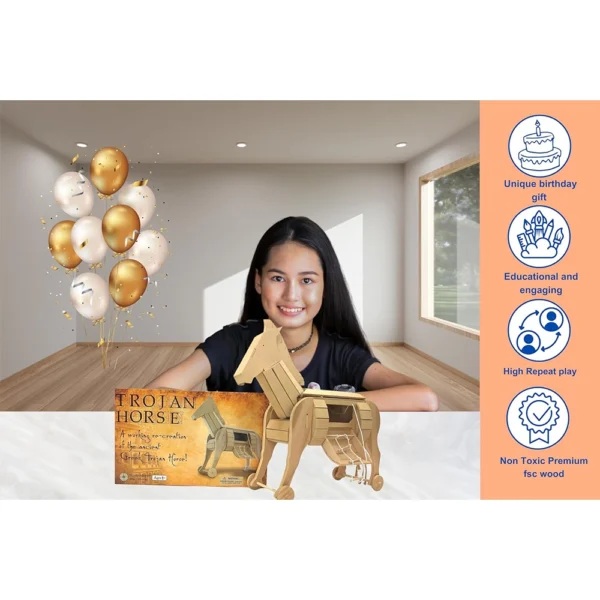 Pathfinders STEM Kit – Trojan Horse Model - DIY Wooden Craft Kit for Kids 10-14 - Girls Arts & Crafts STEM Gift - Image 5