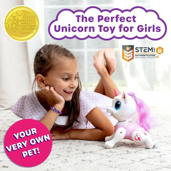 Power Your Fun Robo Pets Unicorn Toy for Girls and Boys (Pink) - Image 2