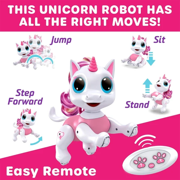 Power Your Fun Robo Pets Unicorn Toy for Girls and Boys (Pink) - Image 3