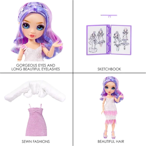 Rainbow High Fantastic Fashion Violet Willow, Purple 11”, For Kids 4-12 Years Old - Image 5