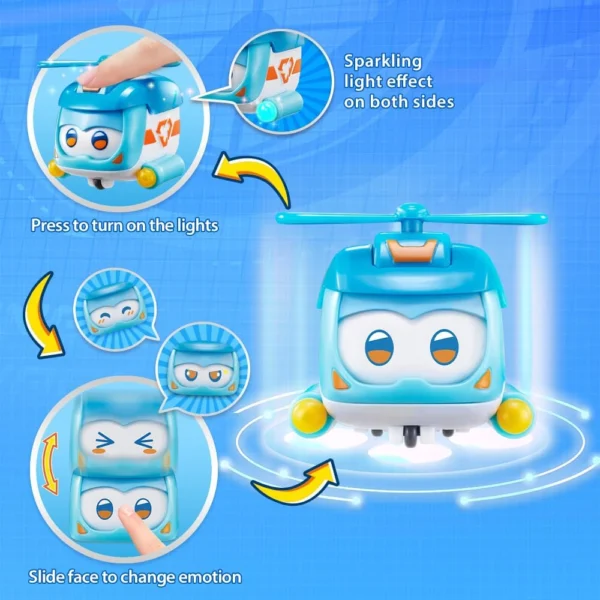 Super Wings Toys, 4 PCS Super Pet Sets, Glow and Face-Changing Transformer Toys Jerome Golden Boy Shine Tino Pet - Image 3