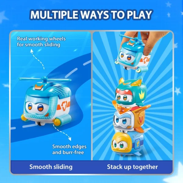 Super Wings Toys, 4 PCS Super Pet Sets, Glow and Face-Changing Transformer Toys Jerome Golden Boy Shine Tino Pet - Image 4